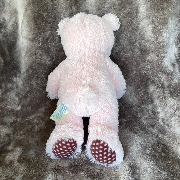 Build A Bear Pink Bear Plush Brown Feet Ears w/ Heart Nose Stuffed Toy Valentine - Picture 7 of 9